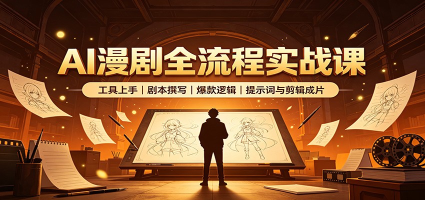 AI漫剧全流程实战课：工具上手、剧本撰写、爆款逻辑、提示词与剪辑成片-悟思笔记，一个低调的学习营。