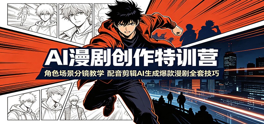 AI漫剧创作特训营：角色场景分镜教学，配音剪辑AI生成爆款漫剧全套技巧-悟思笔记，一个低调的学习营。