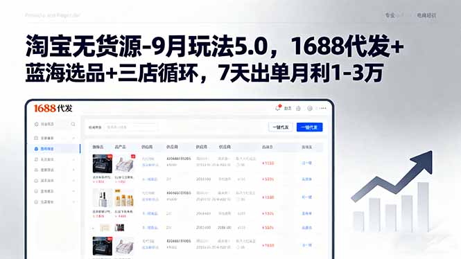 淘宝无货源-9月玩法5.0，1688代发+蓝海选品+三店循环，7天出单月利1-3万-悟思笔记，一个低调的学习营。