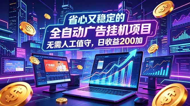 全自动广告挂机项目，全程无需人工值守。稳定创收每日收益200+-悟思笔记，一个低调的学习营。