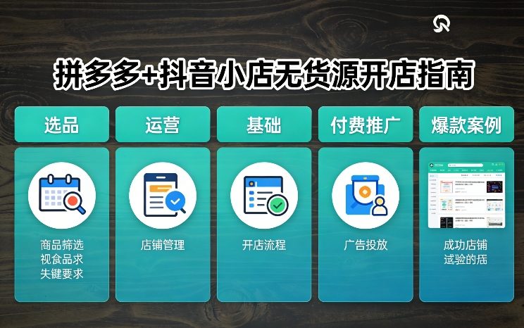 拼多多+抖音小店无货源开店，包括：选品、运营、基础、付费推广、爆款案例等(更新26年4月)-悟思笔记，一个低调的学习营。