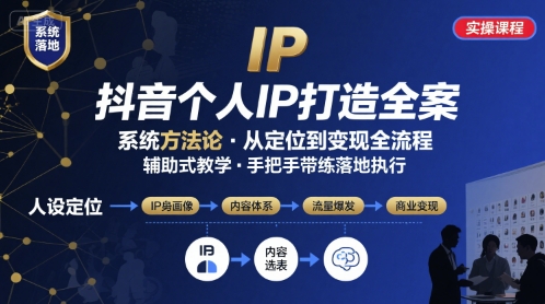 抖音个人IP系统落地实操大课，实操课程，辅助落地-悟思笔记，一个低调的学习营。
