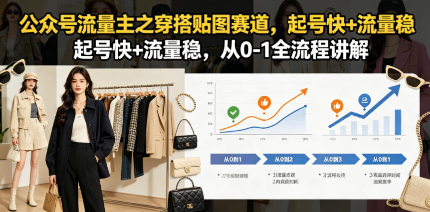 公众号流量主之穿搭贴图赛道，起号快+流量稳，从0-1全流程讲解-悟思笔记，一个低调的学习营。