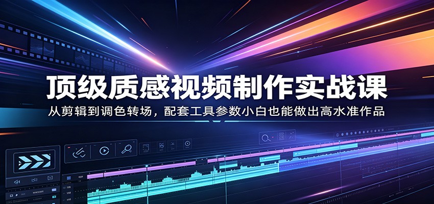 顶级质感视频制作实战课：从剪辑到调色转场，配套工具参数小白也能做出高水准作品-悟思笔记，一个低调的学习营。