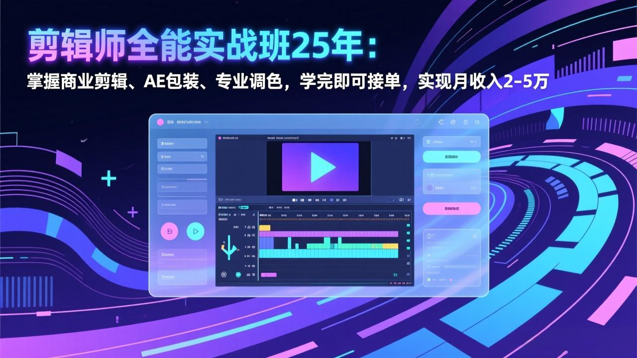 剪辑师全能实战班25年：掌握商业剪辑、AE包装、专业调色，学完即可接单，实现月收入2-5万-悟思笔记，一个低调的学习营。