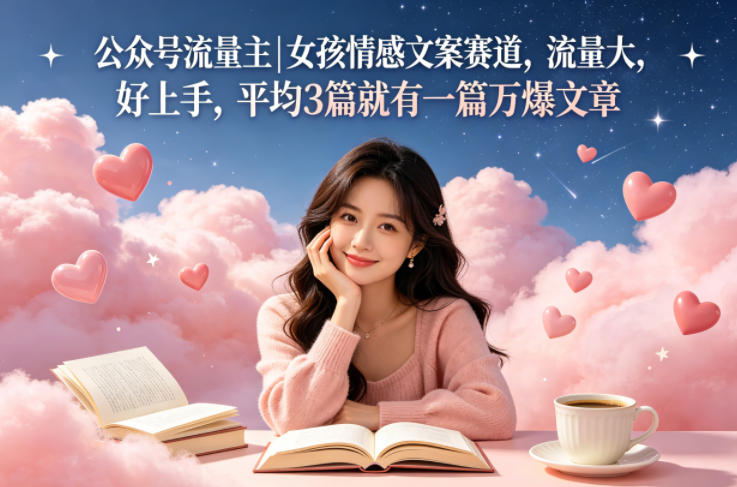 公众号流量主女孩情感文案赛道，流量大，好上手，平均3篇就有一篇万爆文章-悟思笔记，一个低调的学习营。