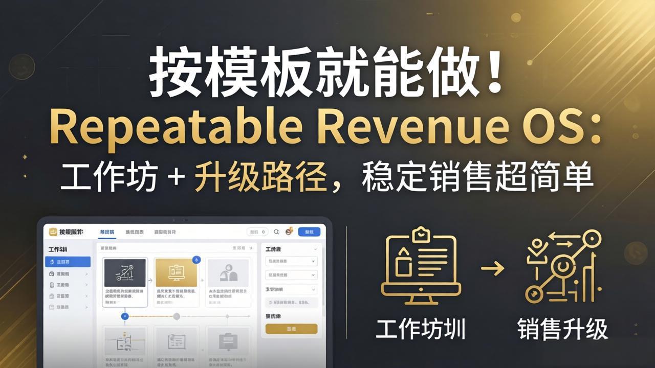 按模板就能做！Repeatable Revenue OS：工作坊 + 升级路径，稳定销售超简单-悟思笔记，一个低调的学习营。