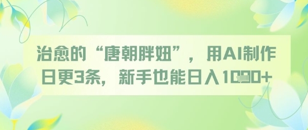 治愈的“唐朝胖妞”，用AI制作日更3条，新手也能日入多张-悟思笔记，一个低调的学习营。