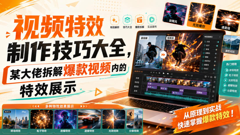 视频特效制作技巧大全，某大佬拆解爆款视频内的特效展示-悟思笔记，一个低调的学习营。