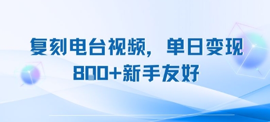 复刻电台视频，单日变现8张+新手友好，长期可做-悟思笔记，一个低调的学习营。