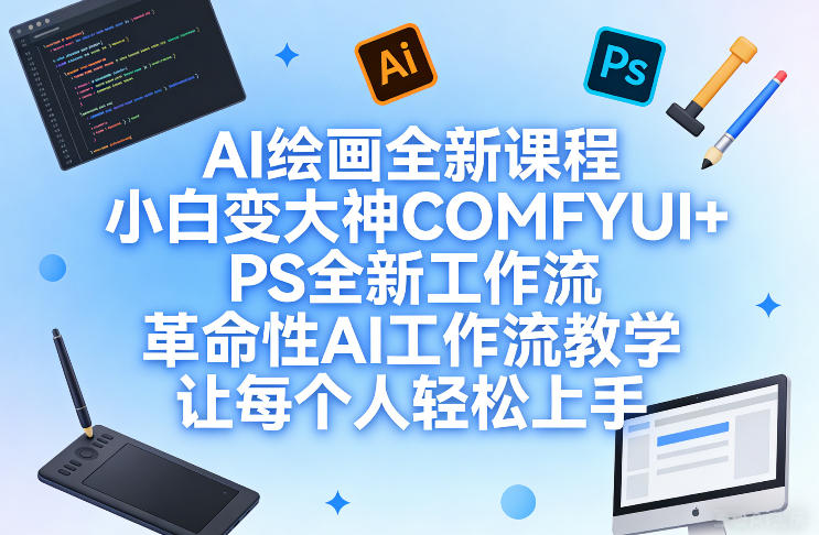 AI绘画全新课程，小白变大神COMFYUI+PS全新工作流，革命性AI工作流教学，让每个人轻松上手-悟思笔记，一个低调的学习营。