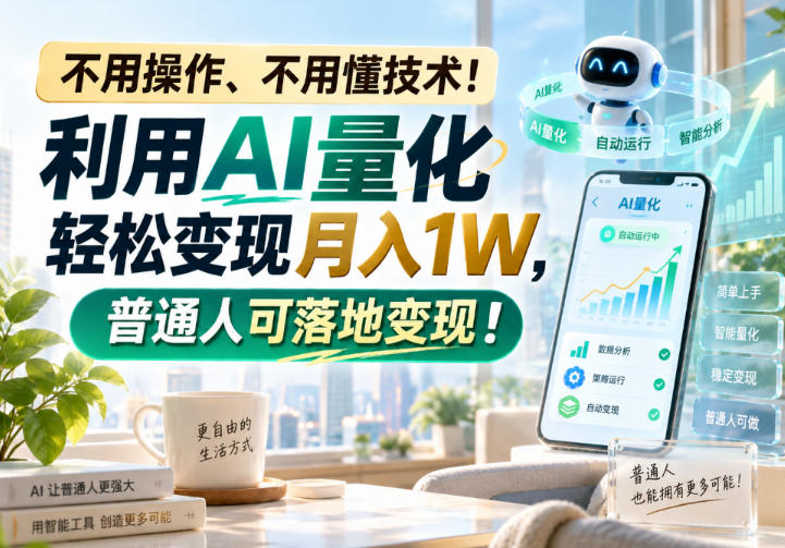 不用操作、不用懂技术！利用AI量化轻松变现月入1W，普通人可落地变现！【揭秘】-悟思笔记，一个低调的学习营。