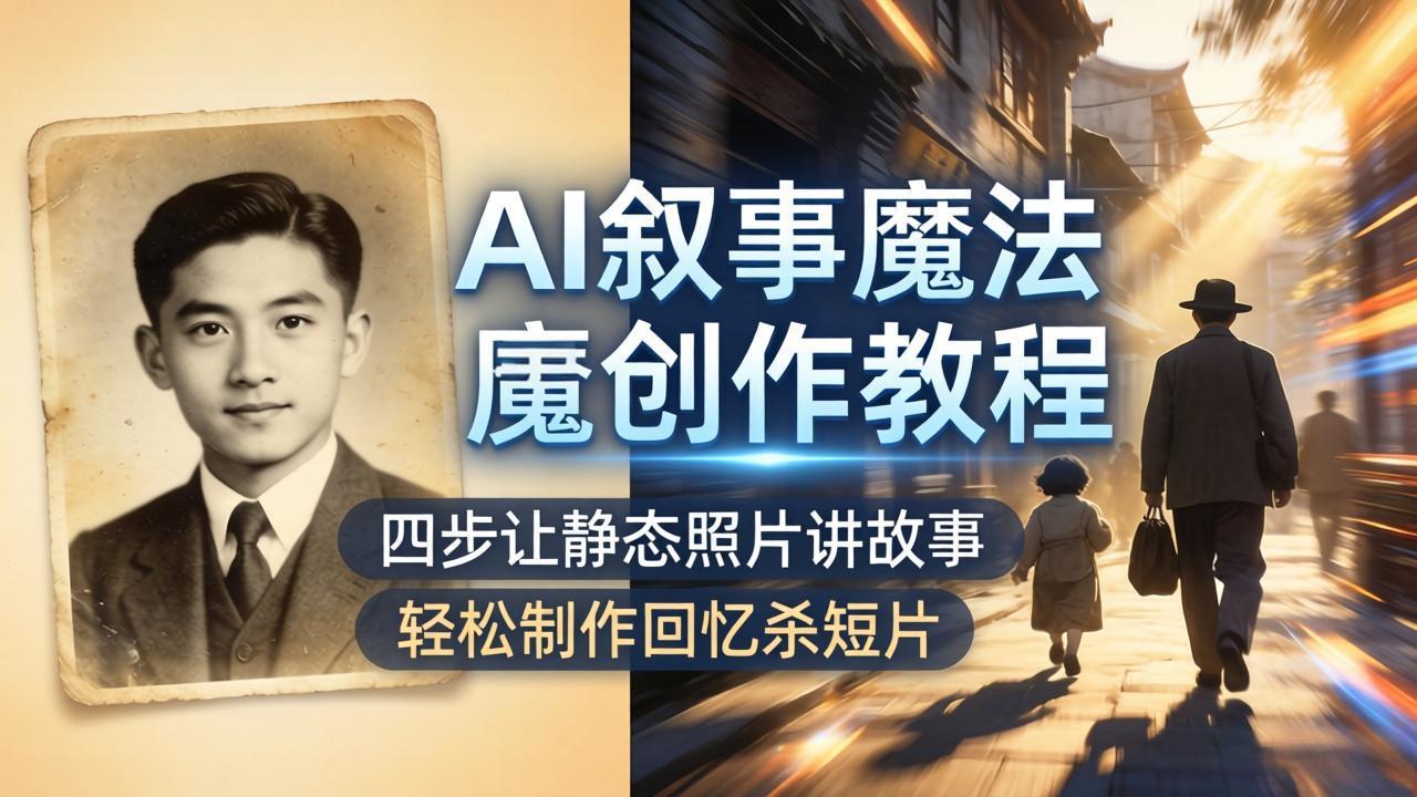 AI叙事魔法创作教程，四步让静态照片讲故事，老照片修复加动态特效，轻松制作回忆杀短片-悟思笔记，一个低调的学习营。