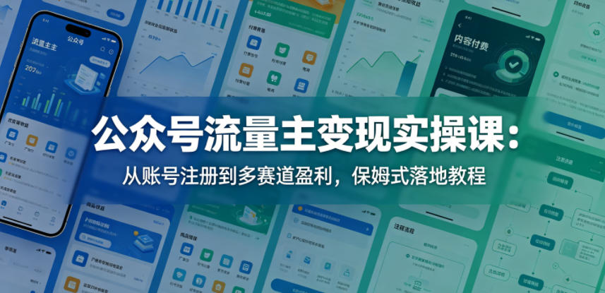 公众号流量主变现实操课：从账号注册到多赛道盈利，保姆式落地教程-悟思笔记，一个低调的学习营。