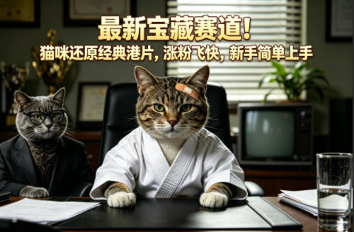 最新宝藏赛道！猫咪还原经典港片，涨粉飞快，新手简单上手-悟思笔记，一个低调的学习营。