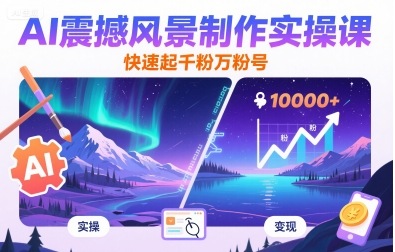 AI震撼风景制作实操课，快速起千粉万粉号-悟思笔记，一个低调的学习营。