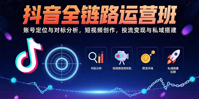 抖音全链路运营班：账号定位与对标分析，短视频创作，投流变现与私域搭建-悟思笔记，一个低调的学习营。
