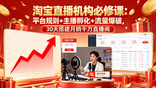 淘宝直播机构必修课：平台规则/主播孵化/流量爆破,30天搭建月销千万直播间-悟思笔记，一个低调的学习营。