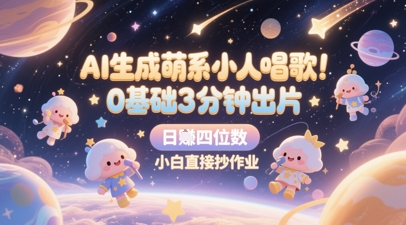 AI生成萌系小人唱歌，0基础3分钟出片，28个作品涨粉8.9W，单条最高19W赞，日入四位数，小白直接抄作业-悟思笔记，一个低调的学习营。