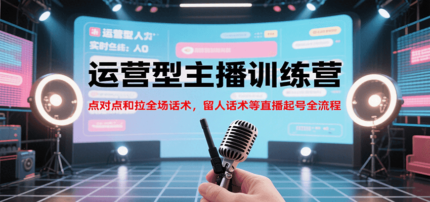 运营型主播训练营，点对点和拉全场话术，留人话术等直播起号全流程(更新7月)-悟思笔记，一个低调的学习营。