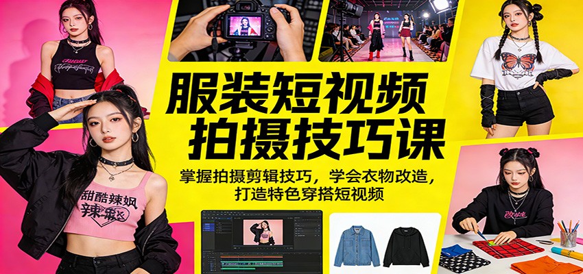 服装短视频拍摄技巧课：掌握拍摄剪辑技巧，学会衣物改造，打造特色穿搭短视频-悟思笔记，一个低调的学习营。
