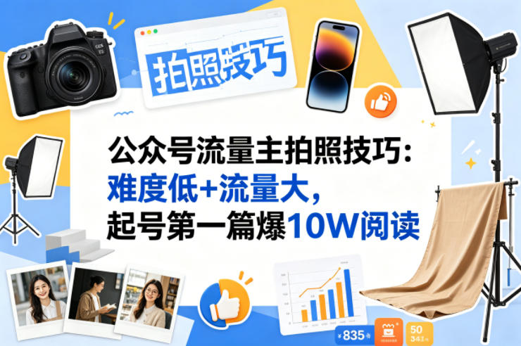 公众号流量主之拍照技巧赛道，难度低+流量大，起号第一篇就爆了10w阅读-悟思笔记，一个低调的学习营。