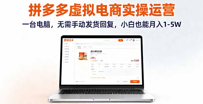 拼多多虚拟电商实操运营，一台电脑，无需手动发货回复，小白也能月入1-5W-悟思笔记，一个低调的学习营。