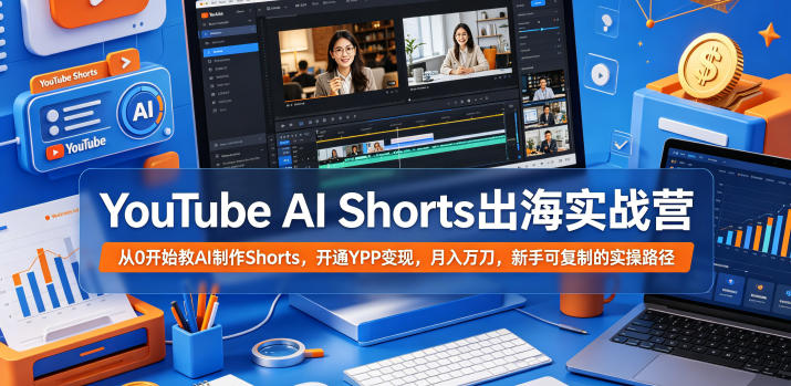 YouTube AI Shorts出海实战营，从0开始教AI制作Shorts，开通YPP变现，月入万刀，新手可复制的实操路径-悟思笔记，一个低调的学习营。
