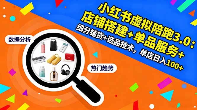 小红书虚拟陪跑3.0：店铺搭建+单品服务+细分铺货+选品技术，单店日入100+-悟思笔记，一个低调的学习营。