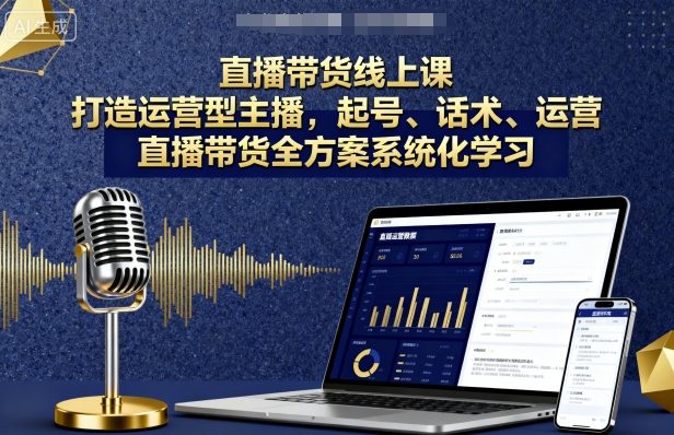 直播带货线上课，打造运营型主播，起号、话术、运营，直播带货全方案系统化学习-悟思笔记，一个低调的学习营。