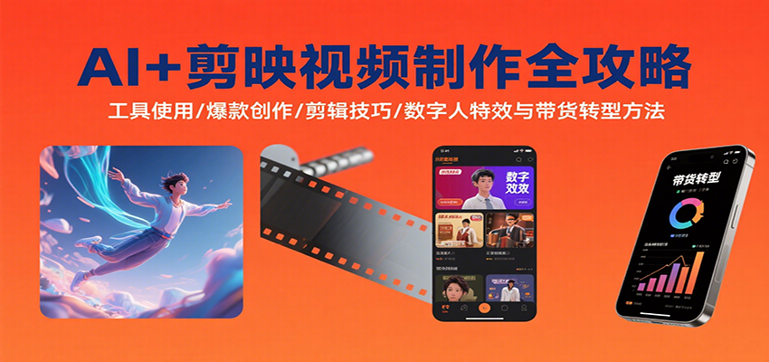 AI+剪映视频制作全攻略：工具使用/爆款创作/剪辑技巧/数字人特效与带货转型方法-悟思笔记，一个低调的学习营。