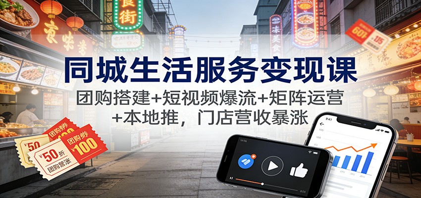 同城生活服务变现课：团购搭建+短视频爆流+矩阵运营+本地推，门店营收暴涨-悟思笔记，一个低调的学习营。