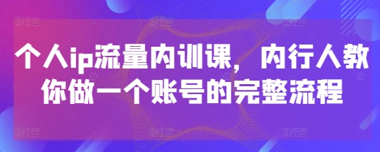 个人ip流量内训课，内行人教你做一个账号的完整流程-悟思笔记，一个低调的学习营。