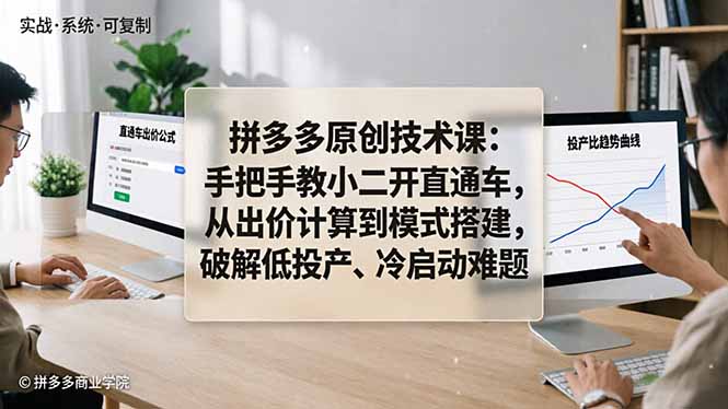 拼多多原创技术课：手把手教小二开直通车，从出价计算到模式搭建，破解低投产、冷启动难题-悟思笔记，一个低调的学习营。
