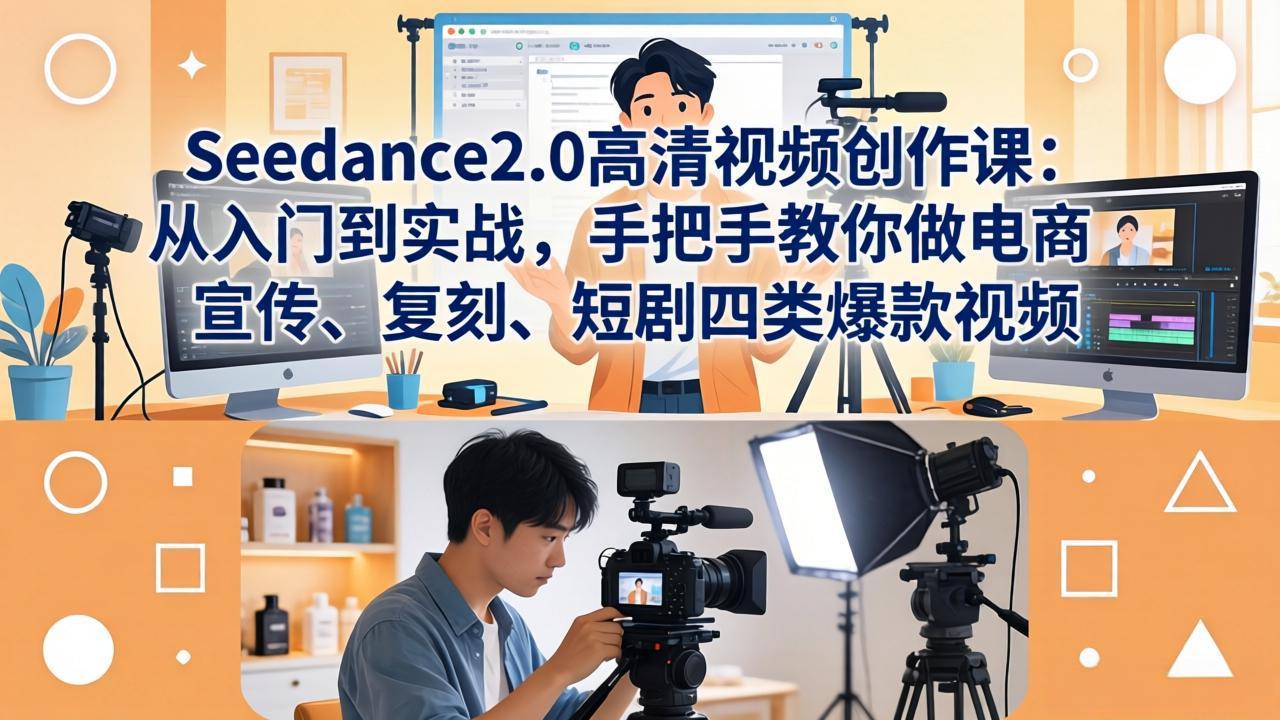 Seedance2.0高清视频创作课：从入门到实战，手把手教你做电商、宣传、复刻、短剧四类爆款视频-悟思笔记，一个低调的学习营。