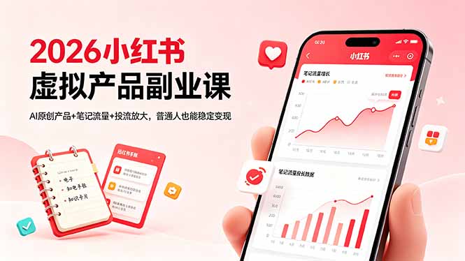 2026小红书虚拟产品副业课，AI原创产品+笔记流量+投流放大，普通人也能稳定变现-悟思笔记，一个低调的学习营。