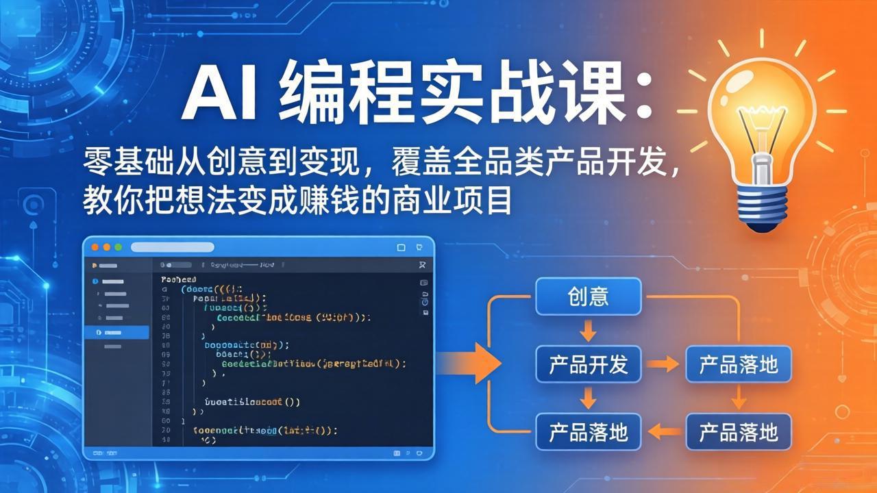 AI编程实战课-第三期-5月9更新：零基础从创意到变现，覆盖全品类产品开发，把想法变成赚钱项目-悟思笔记，一个低调的学习营。