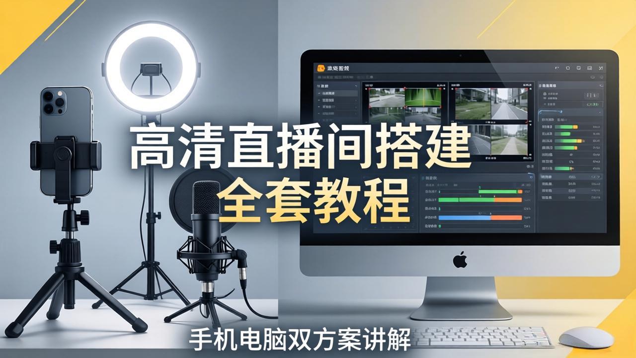 高清直播间搭建全套教程，手机电脑双方案讲解，设备选型调试多机位实操教学-悟思笔记，一个低调的学习营。
