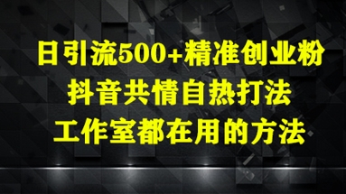 日引流500+精准创业粉，抖音共情自热打法，工作室都在用的方法-悟思笔记，一个低调的学习营。