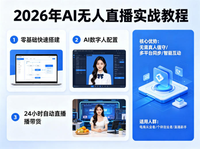 2026年AI无人直播实战教程，零基础也能快速搭建AI数字人无人直播间，实现24小时自动直播带货-悟思笔记，一个低调的学习营。