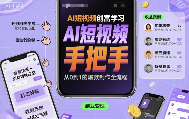 AI短视频创富学习，手把手教会你制作AI短视频-悟思笔记，一个低调的学习营。