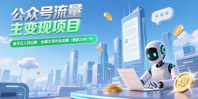 公众号流量主变现项目，新手日入四位数，含爆文写作全攻略(更新25年7月-悟思笔记，一个低调的学习营。