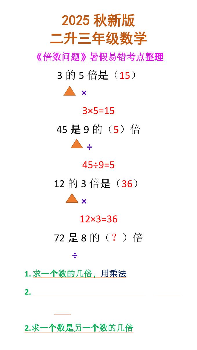 【2025秋新版】二升三年级数学《倍数问题》-三上数学-悟思笔记，一个低调的学习营。