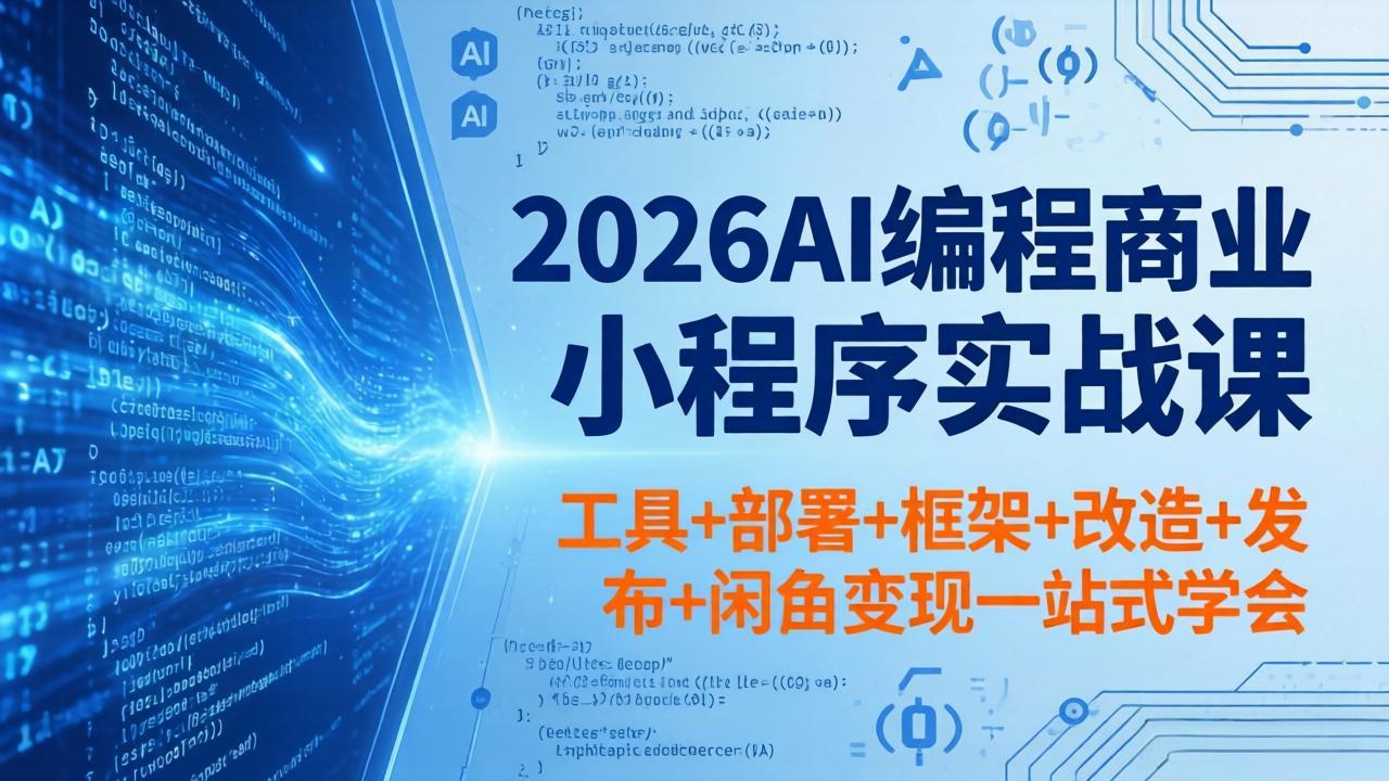 2026AI编程商业小程序实战课，工具+部署+框架+改造+发布+闲鱼变现一站式学会-悟思笔记，一个低调的学习营。