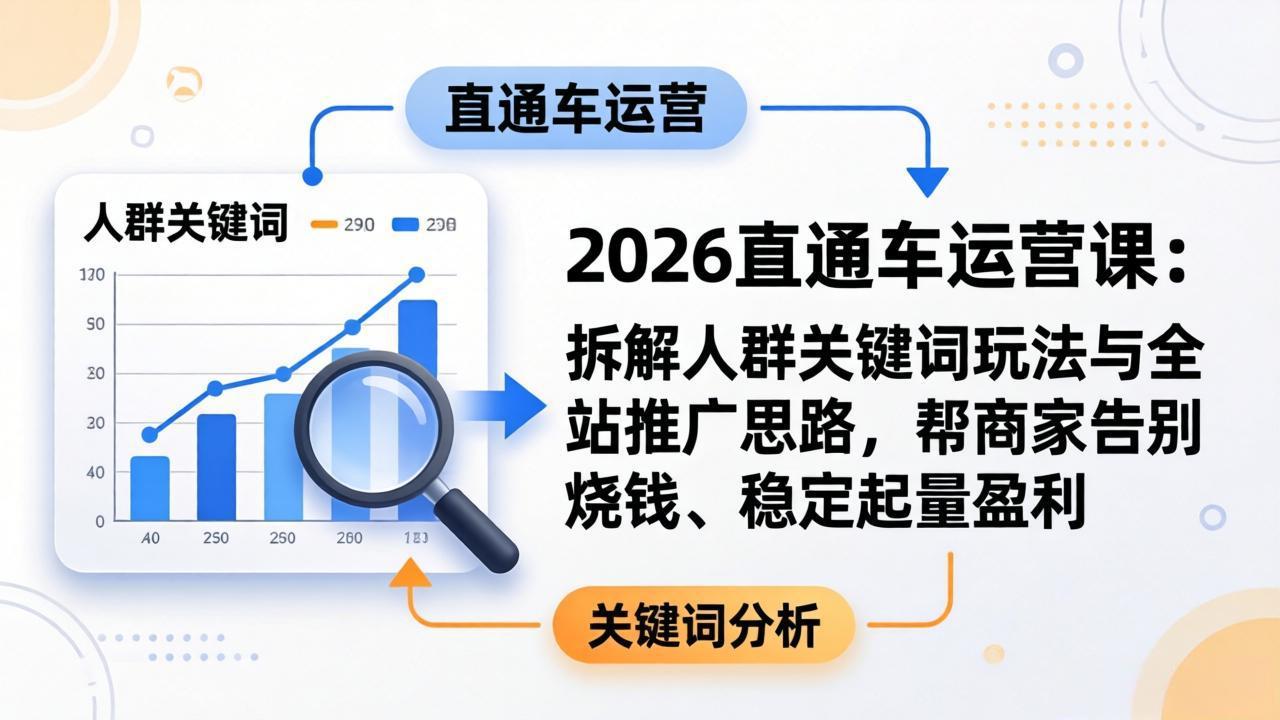2026直通车运营课：拆解人群关键词玩法与全站推广思路，帮商家告别烧钱、稳定起量盈利-悟思笔记，一个低调的学习营。