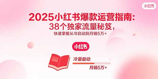 2025小红书爆款运营指南：38个独家流量秘笈，快速掌握从冷启动到月销5万+-悟思笔记，一个低调的学习营。