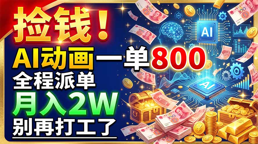 捡钱！AI动画一单800，全程派单，月入2W，别再打工了-悟思笔记，一个低调的学习营。