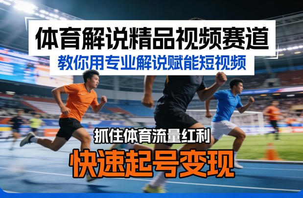 体育解说精品视频赛道，教你用专业解说赋能短视频，抓住体育流量红利，快速起号变现-悟思笔记，一个低调的学习营。