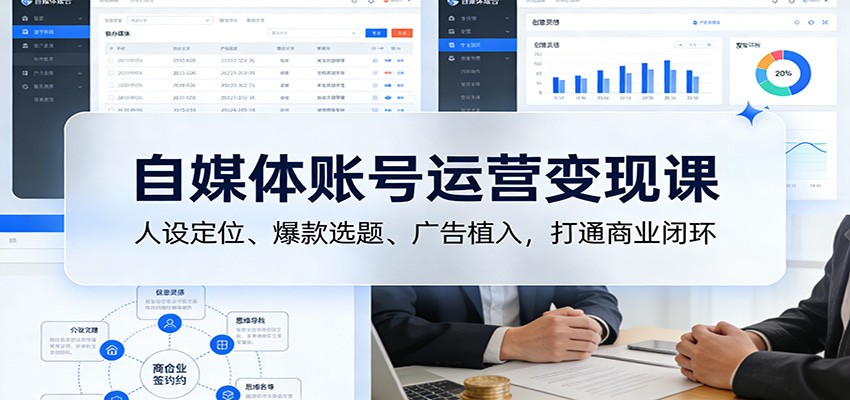自媒体账号运营变现课：人设定位、爆款选题、广告植入，打通商业闭环-悟思笔记，一个低调的学习营。