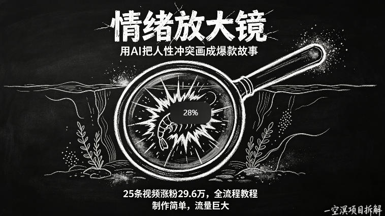AI制作“情绪放大镜“视频，25条视频涨粉29.6W粉，流量巨大，制作简单，全流程教程-悟思笔记，一个低调的学习营。